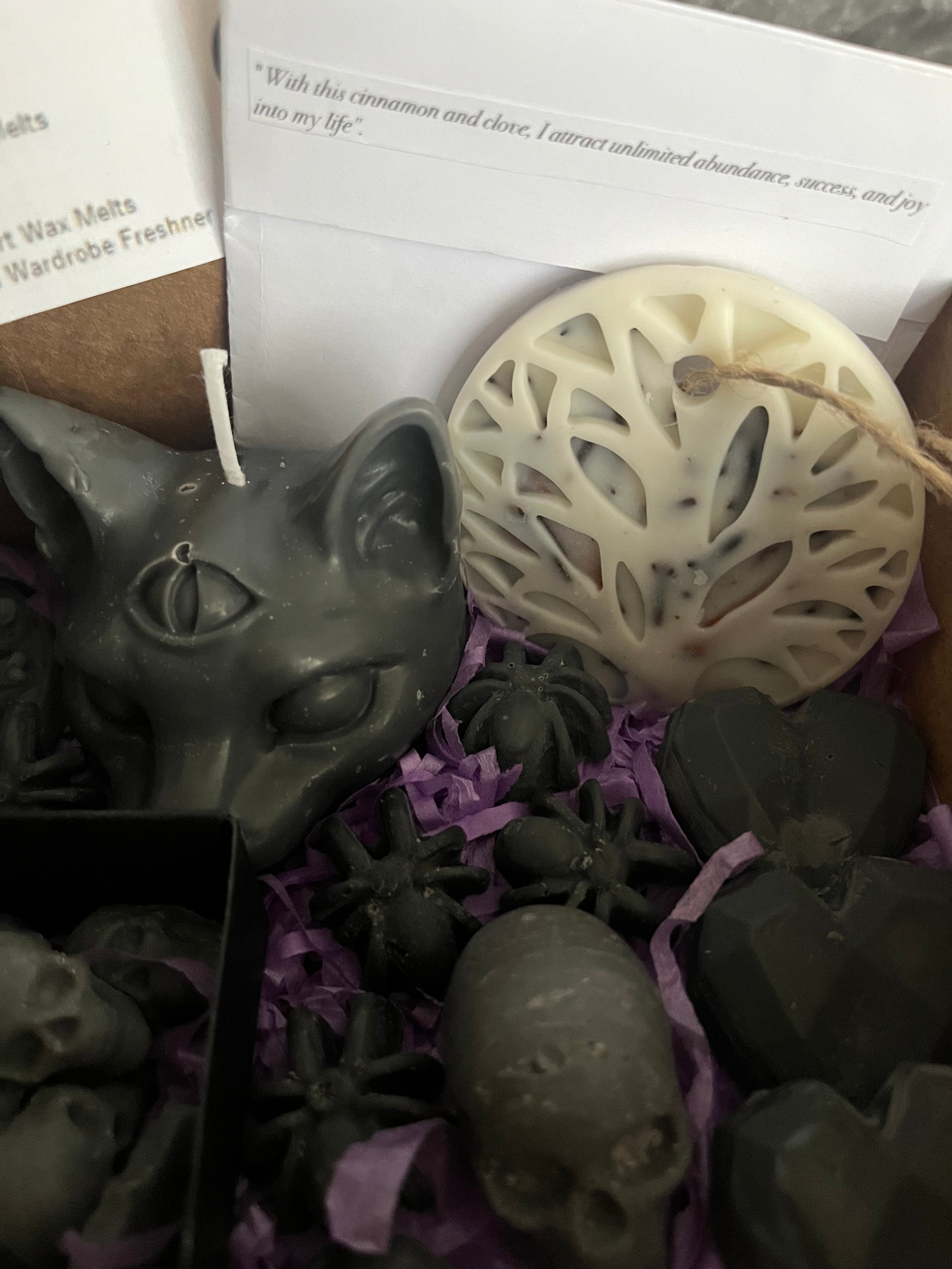 Highly Scented Vegan Gothic Themed Soy Wax Melts, Candles & Freshener Gift Set / Hamper