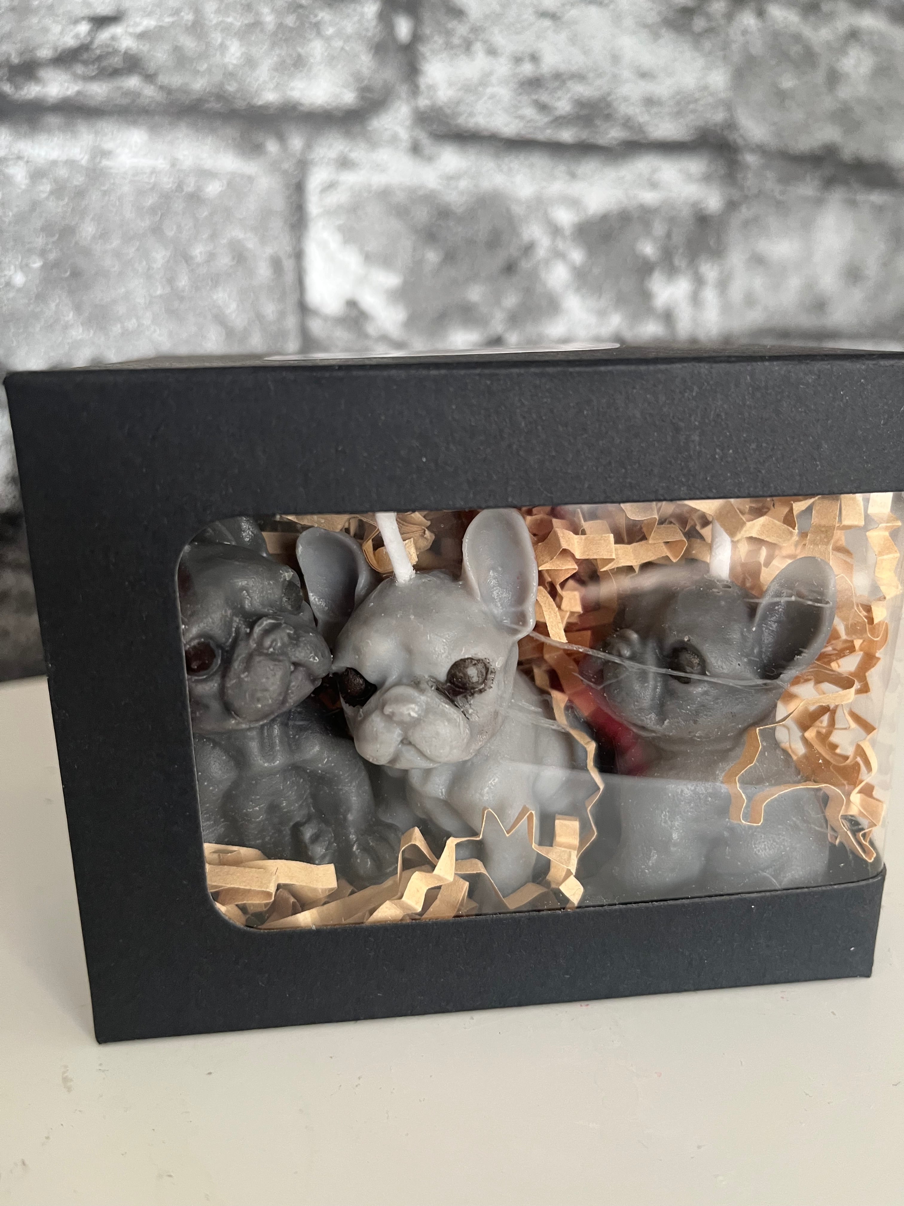 ‘Pocket Rocket’ Frenchie Dog Pack x3 Scented Mini Soy Candles