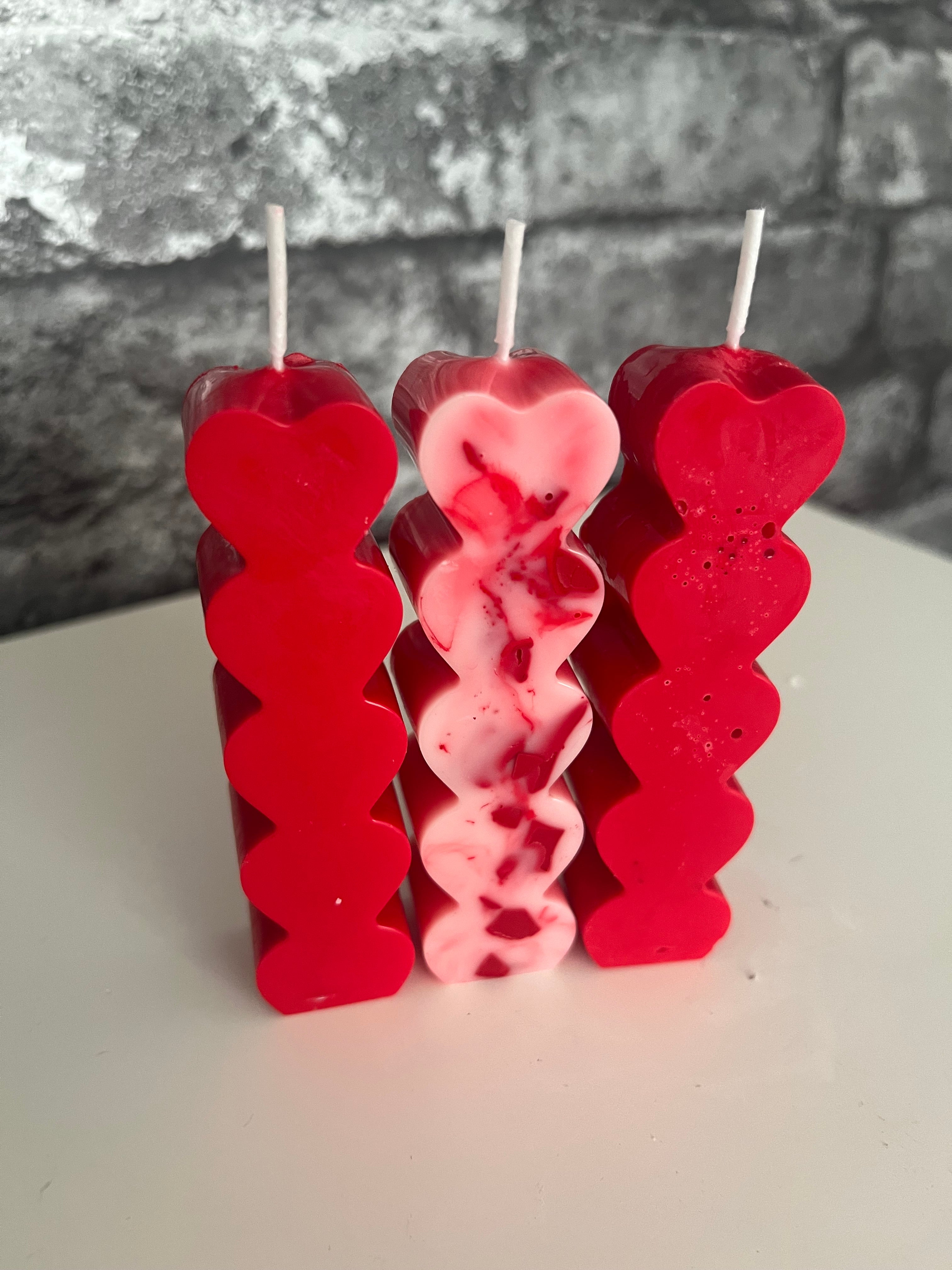 ‘Cross my Heart’ 3oz Pack of x3 Heart Shaped Vegan Scented Soy Pillar Candles