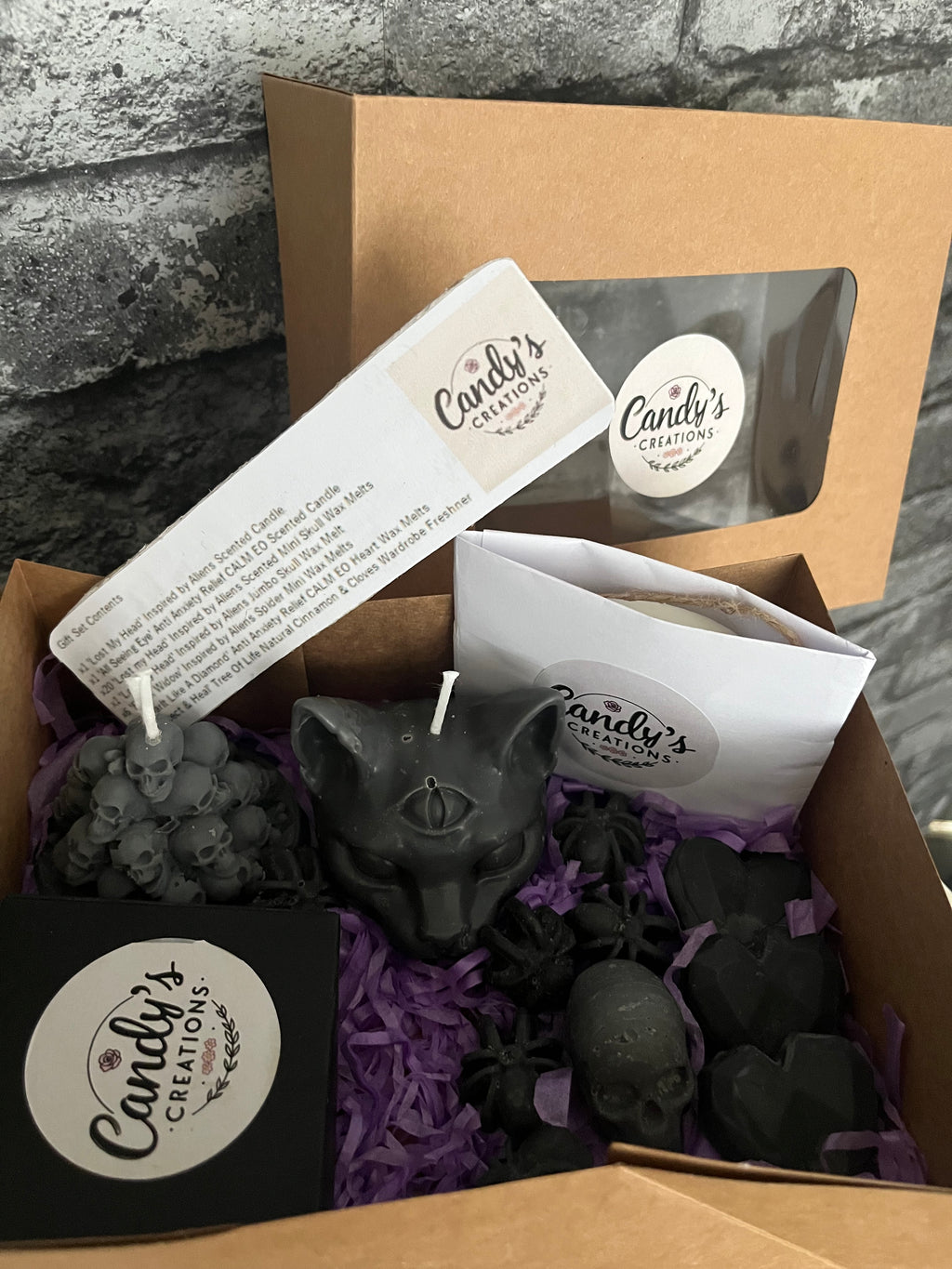 Highly Scented Vegan Gothic Themed Soy Wax Melts, Candles & Freshener Gift Set / Hamper