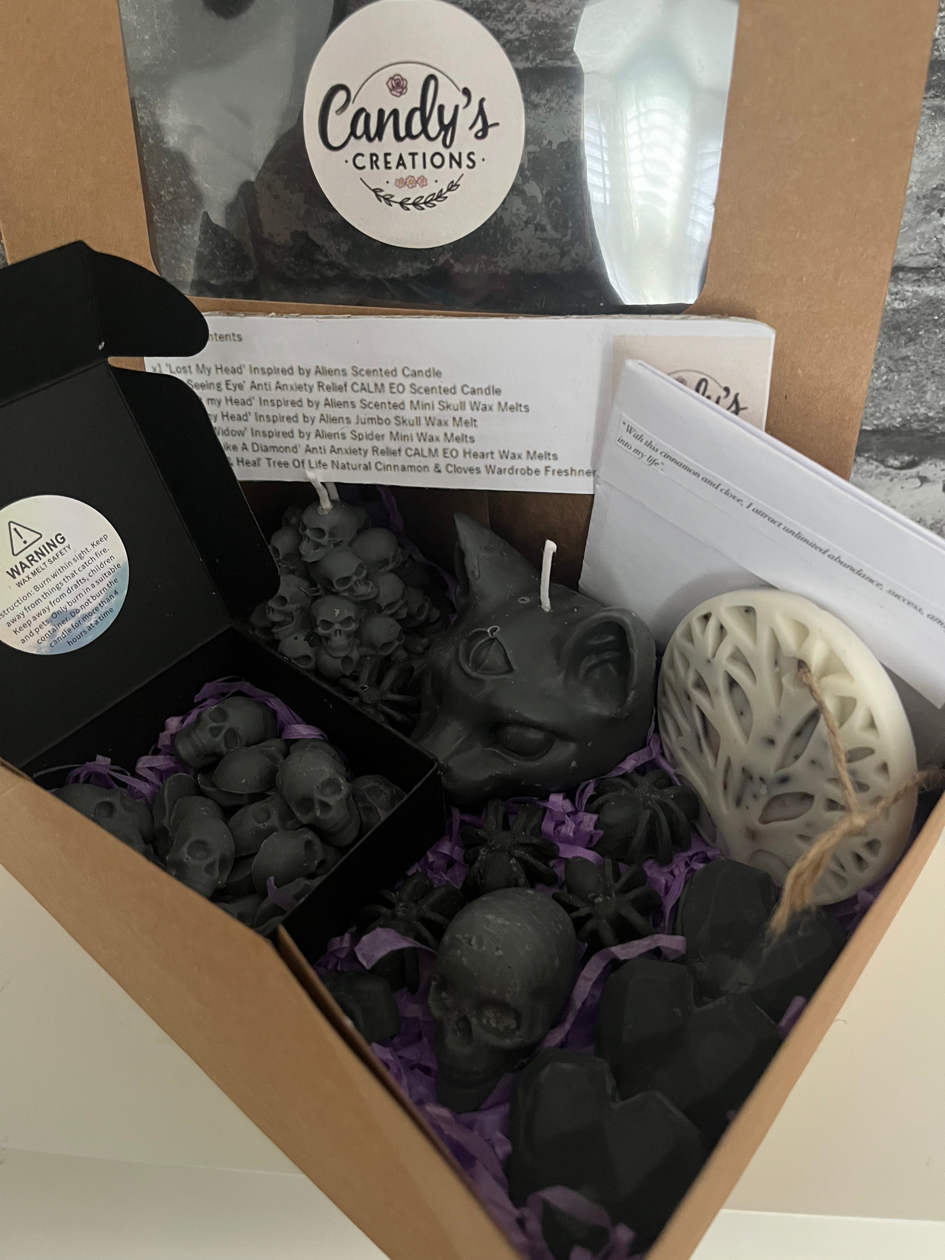Highly Scented Vegan Gothic Themed Soy Wax Melts, Candles & Freshener Gift Set / Hamper
