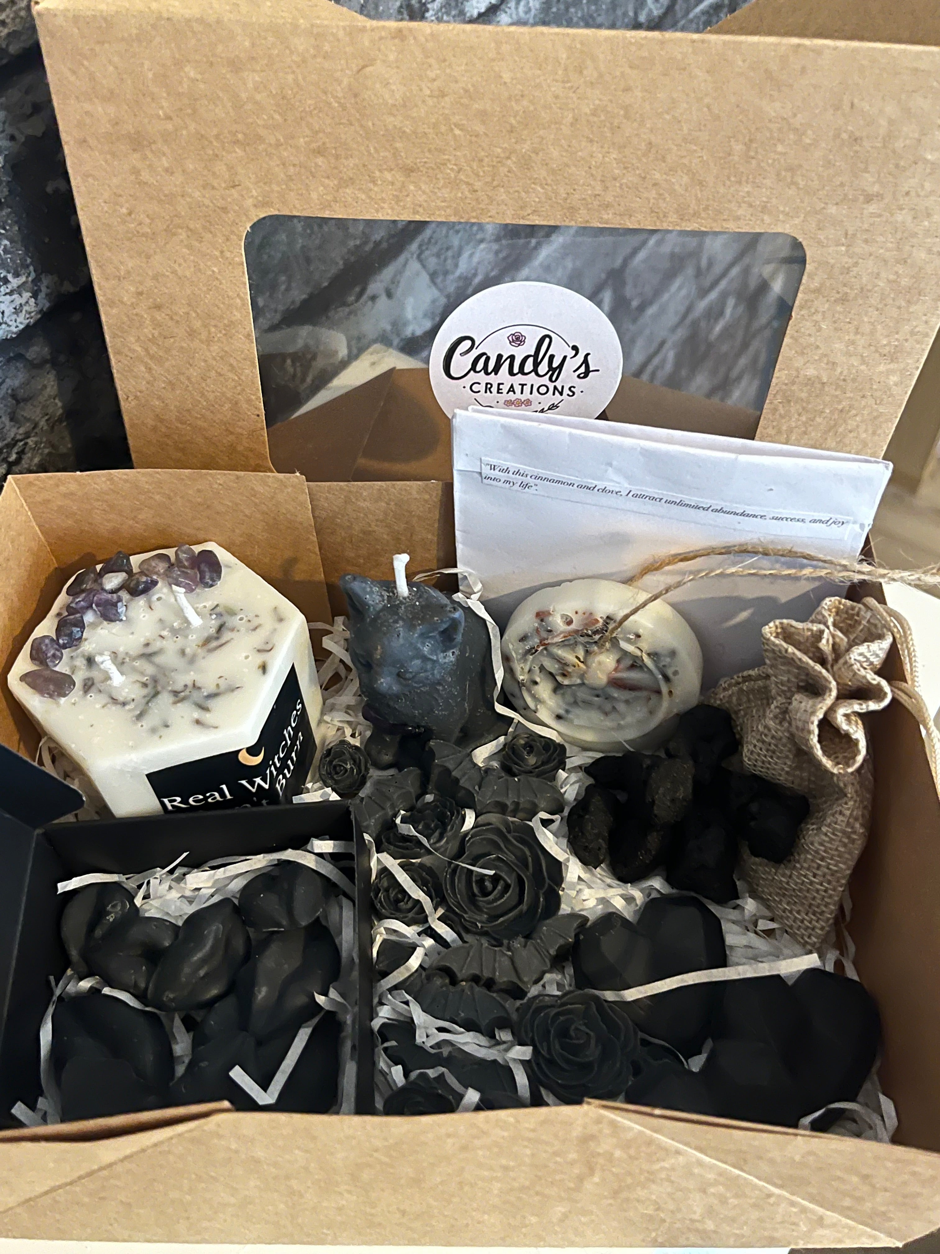 ‘Real Witches Dont Burn’ Vegan Scented Lady Millionaire & Anti Anxiety CALM Amethyst Candles, Wax Melts, Natural Freshener & Aroma Diffuser Set