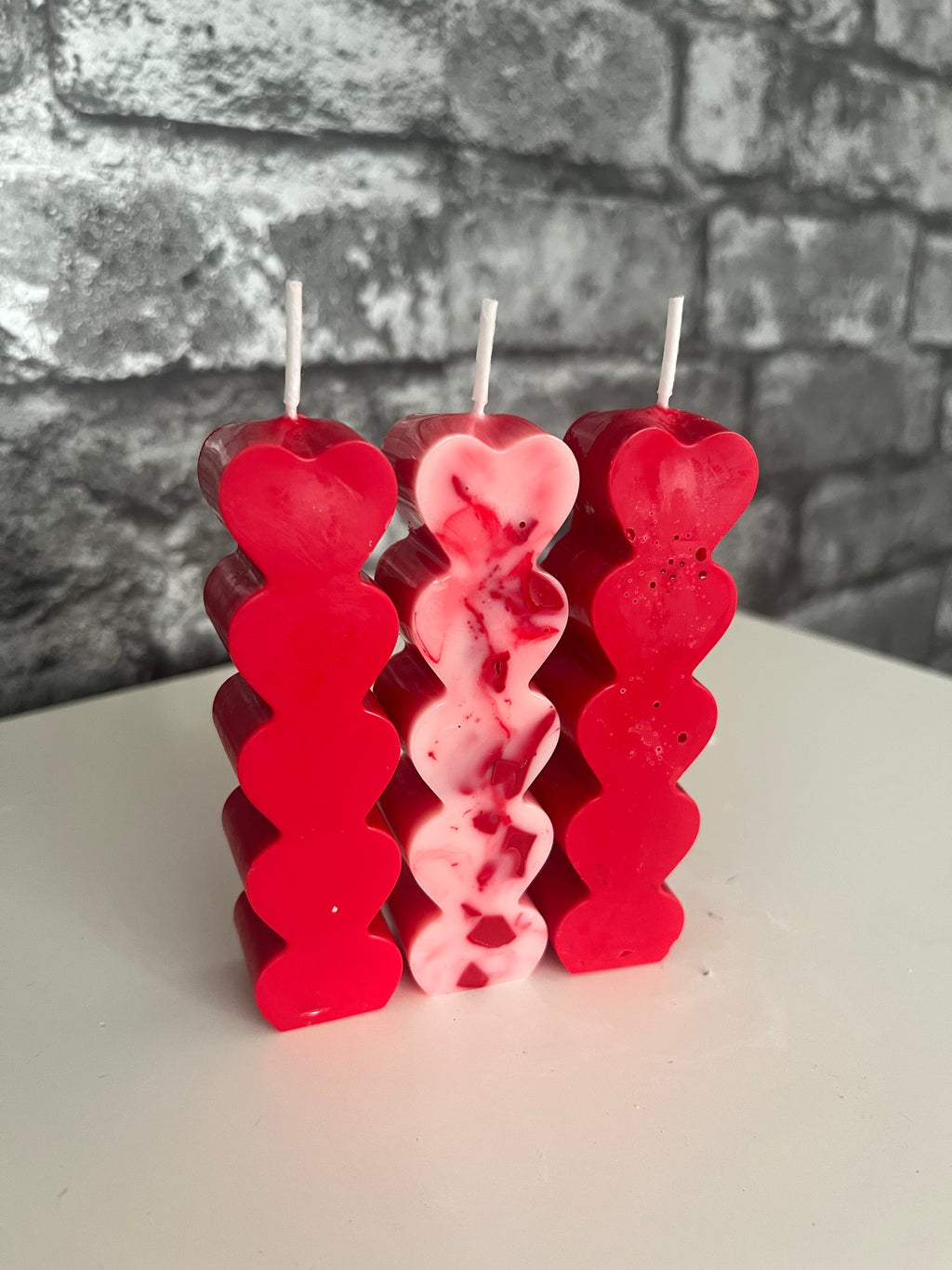 ‘Cross my Heart’ 3oz Pack of x3 Heart Shaped Vegan Scented Soy Pillar Candles