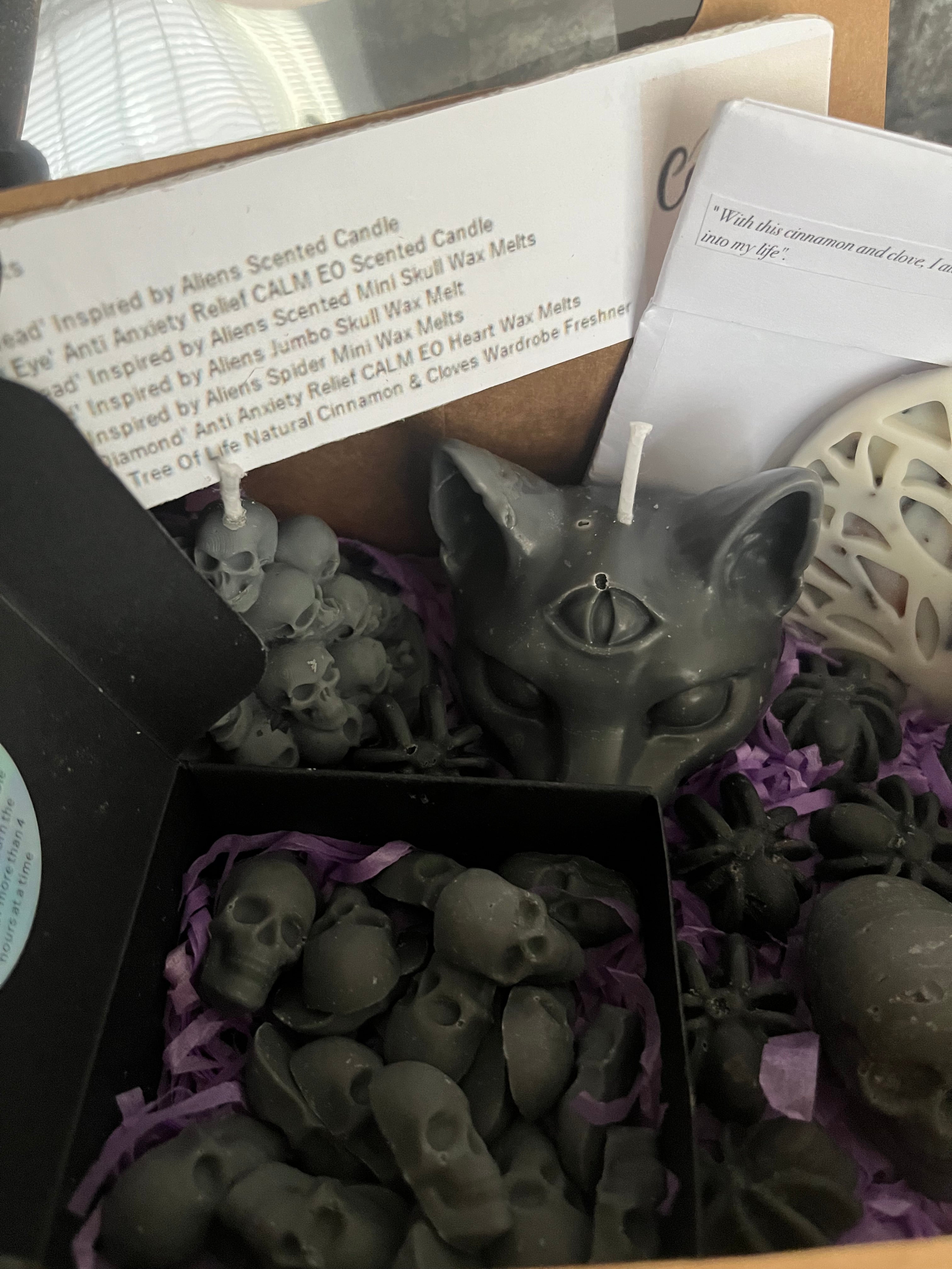 Highly Scented Vegan Gothic Themed Soy Wax Melts, Candles & Freshener Gift Set / Hamper