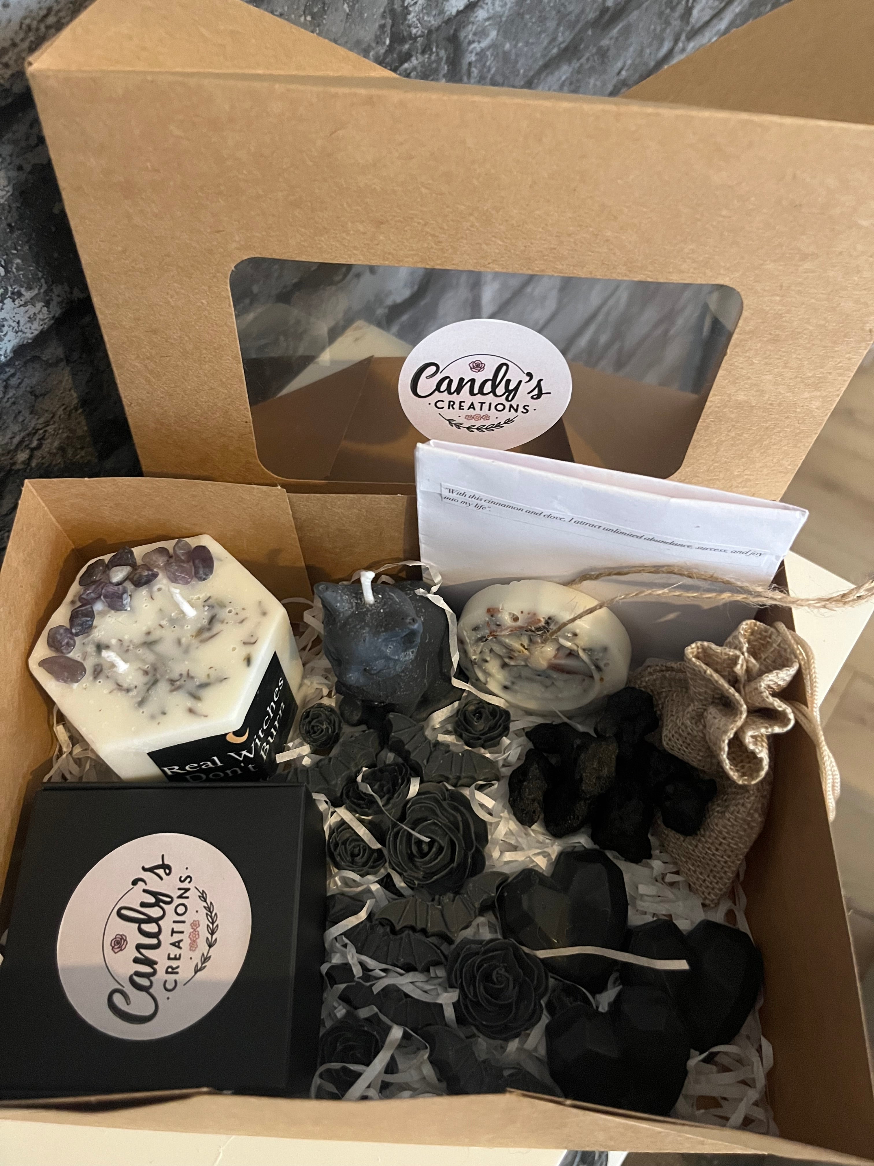 ‘Real Witches Dont Burn’ Vegan Scented Lady Millionaire & Anti Anxiety CALM Amethyst Candles, Wax Melts, Natural Freshener & Aroma Diffuser Set