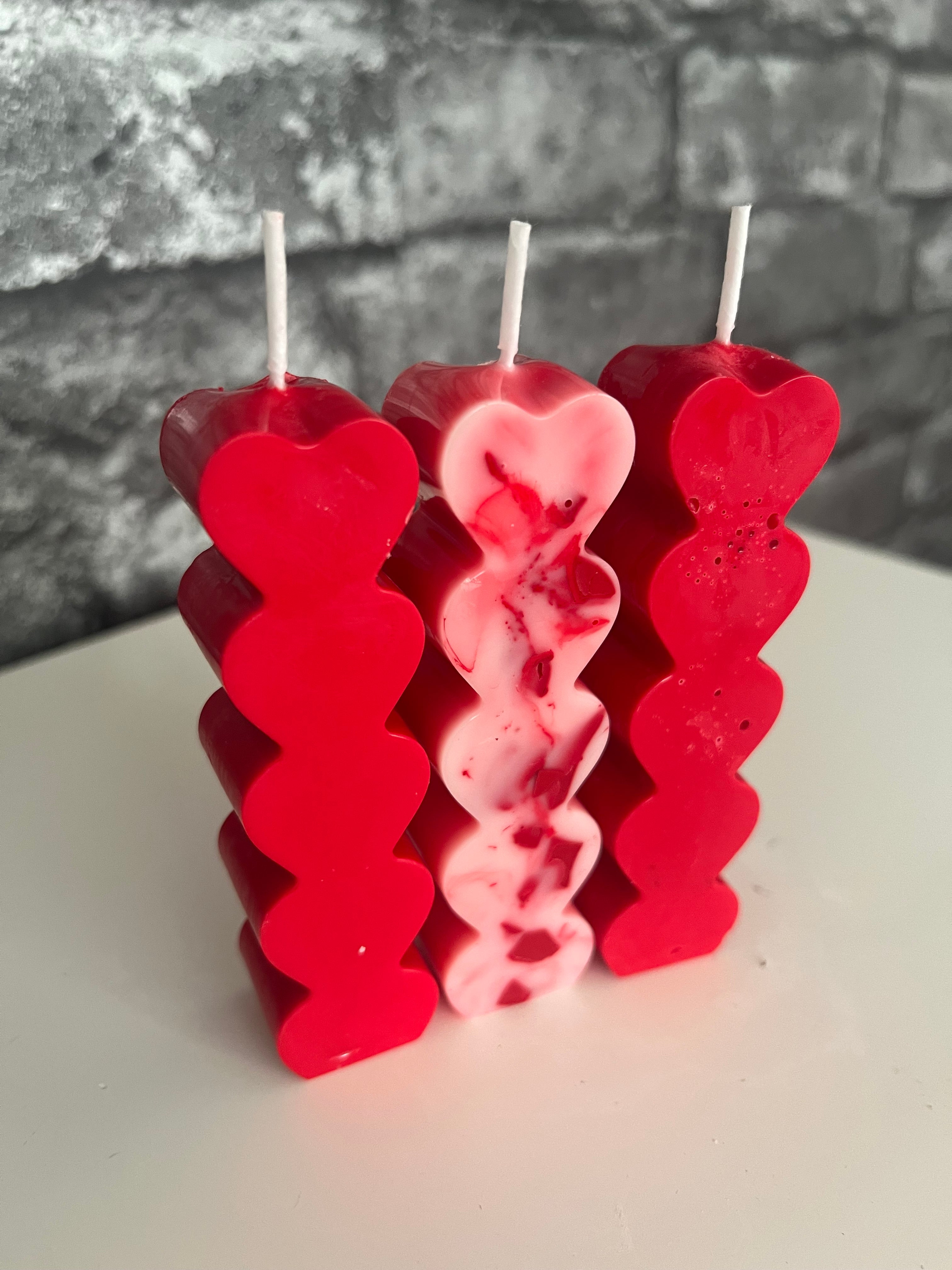 ‘Cross my Heart’ 3oz Pack of x3 Heart Shaped Vegan Scented Soy Pillar Candles