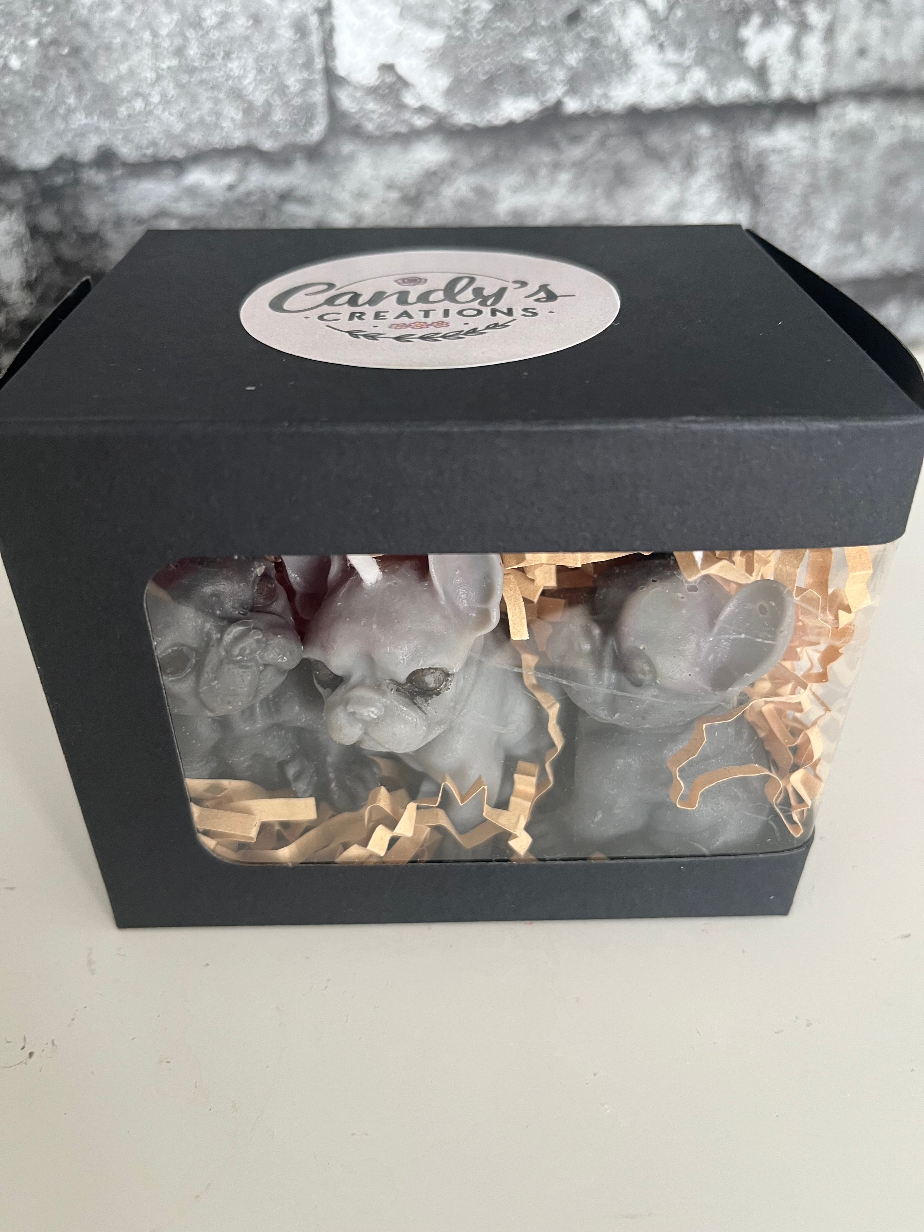 ‘Pocket Rocket’ Frenchie Dog Pack x3 Scented Mini Soy Candles